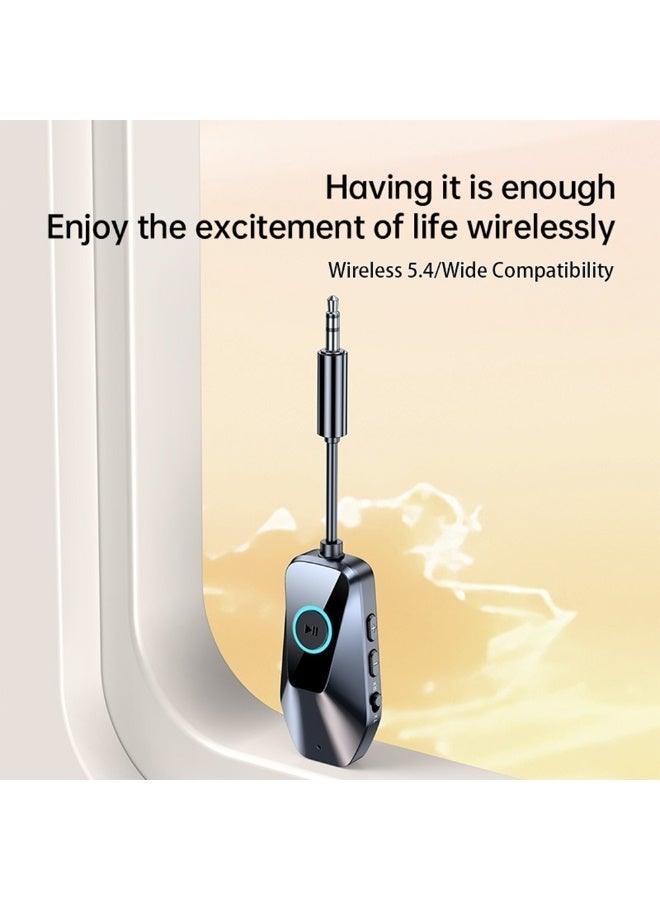 FDTY 1Pcs Bluetooth 5.4  Transmitter Receiver,2 in 1 Wireless Bluetooth Adapter,Wireless Audio Adapter,3.5MM AUX Jack on Travel Flight, TV, Car Stereo,PC,Car,Stereo - Image 2